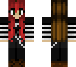 girl in black with red and brown hair