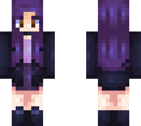 purple hair girl with brown eyes
