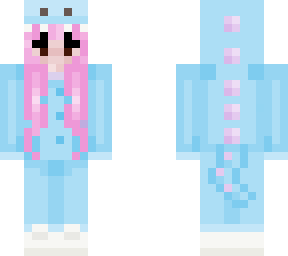 blue dino with pink hair