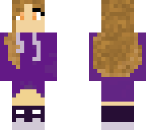 brunette girl with purple oversized hoodie