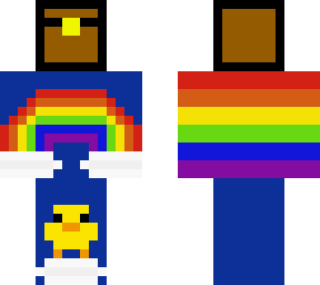ducky under a rainbow and clouds