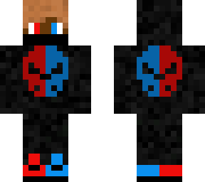 red and blue skull fighter
