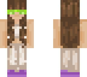 my skin in white no space buns purple shoes