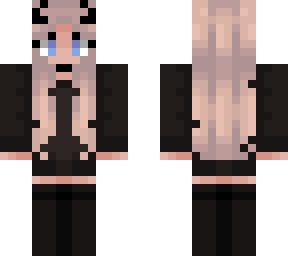 female w/ horns & long hair - black outfit & boots