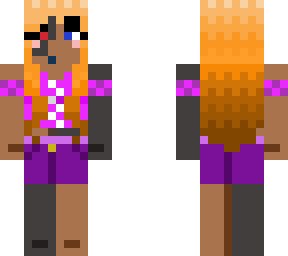robot girl orange hair red head black cute kawaii purple outfit