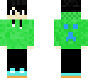 sweaty gamer (green hoodie. light blue shoes)