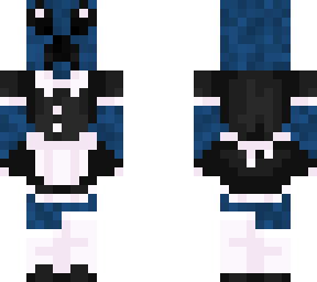 blue creeper guy with a maid outfit