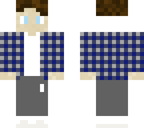 blue flannel/white sweatshirt