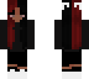 Girl with Red and Black Split Hair | Minecraft Skin