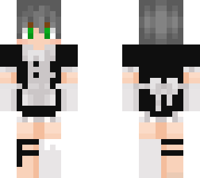 purpled but green    in a maid outfit