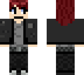 red hair black jacket