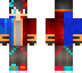 blue and red demon