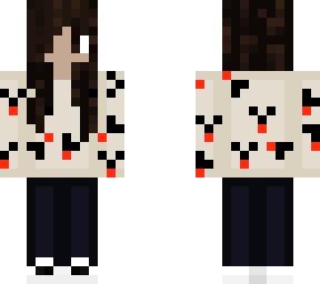 brown haired girl in mickey mouse jumper and jeans pants and white shoes