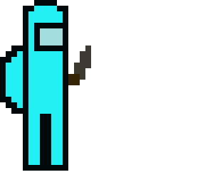 cyan with knife