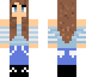 girl in a blue tank top with brown hair.