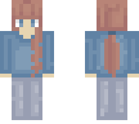 girl with blue sweater and ponytail ((hair not made by me)
