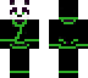 panda in green and black robe