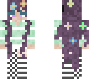 purple haired girl with flowers