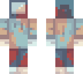 tv head red and blue