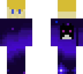 blonde boy with galaxy  outer layer makes it look cool