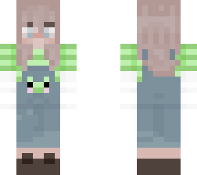 frog dungarees w/ green striped top