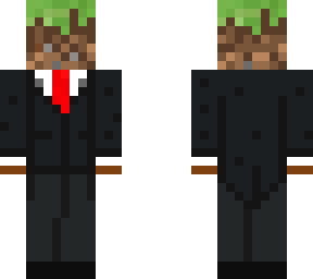 grass block in a suit