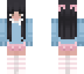 hoodie + skirt blue and pink