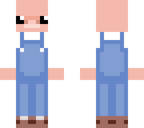 pig from animania  wearing overalls