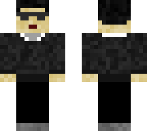 black shirt man with glasses.