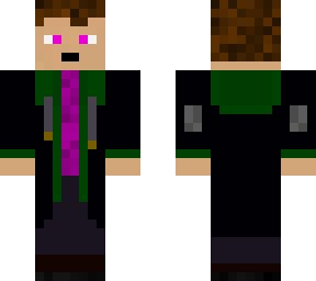 black suit green elbow pink jumper