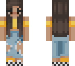 brunette with ripped jeans checkered vans and yellow off the shoulder crop top