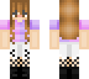 brunnete in pink and purple