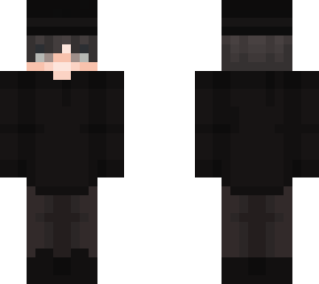 grey hair with black clothes and a beanie