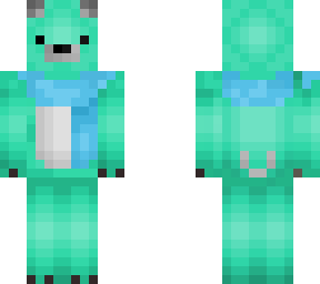 teal bear with blue scarf