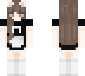 brown hair green eyes maid cat girl