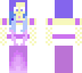 cute girl with white and purp dress wiith blue and purp hair and lipstick