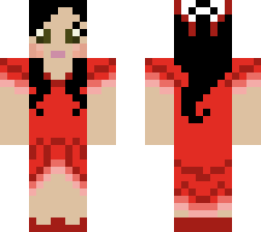 gaming with jen black hair red dress