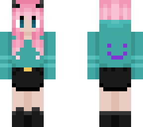 pink hair n teal