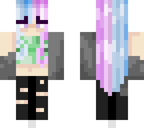 pretty girl with pink and blue hair