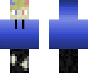blue hoodie fade with horns ( ripped jeans )