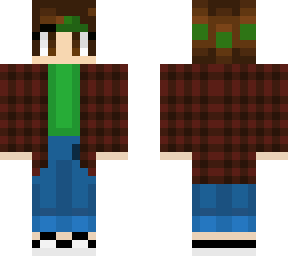 person skin, flannel a=with brown and green hair and green shirt and a secret in