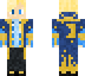 blonde mage with blue cloak