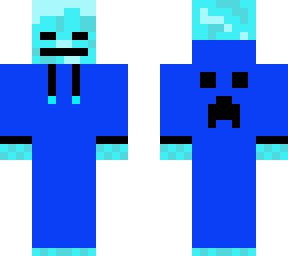diamond skeleton with a blue creeper sweater on