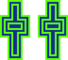 neon green and navy blue