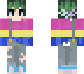 pan pride deku izuku midoriya in overalls and flower crown