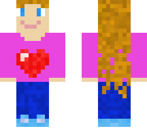 heart girl pink brown hair