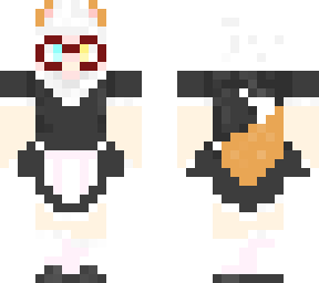 maid, with fox ears and tail