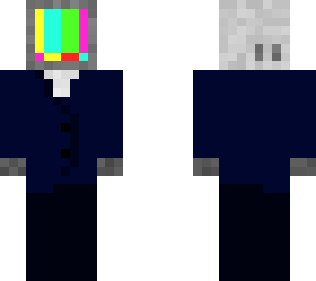 tv head in suit
