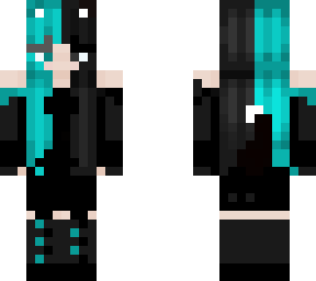 half cyan half black wolf girl