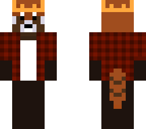 !!!edited!!! red panda with ripped red plaid jacket and crown